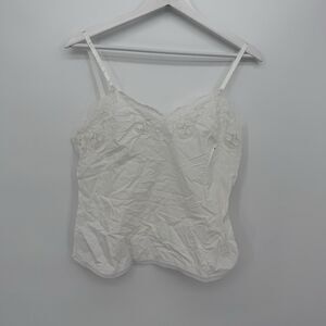 Wondermaid Vintage White Cotton Tank Top Lace Lingerie Size 34